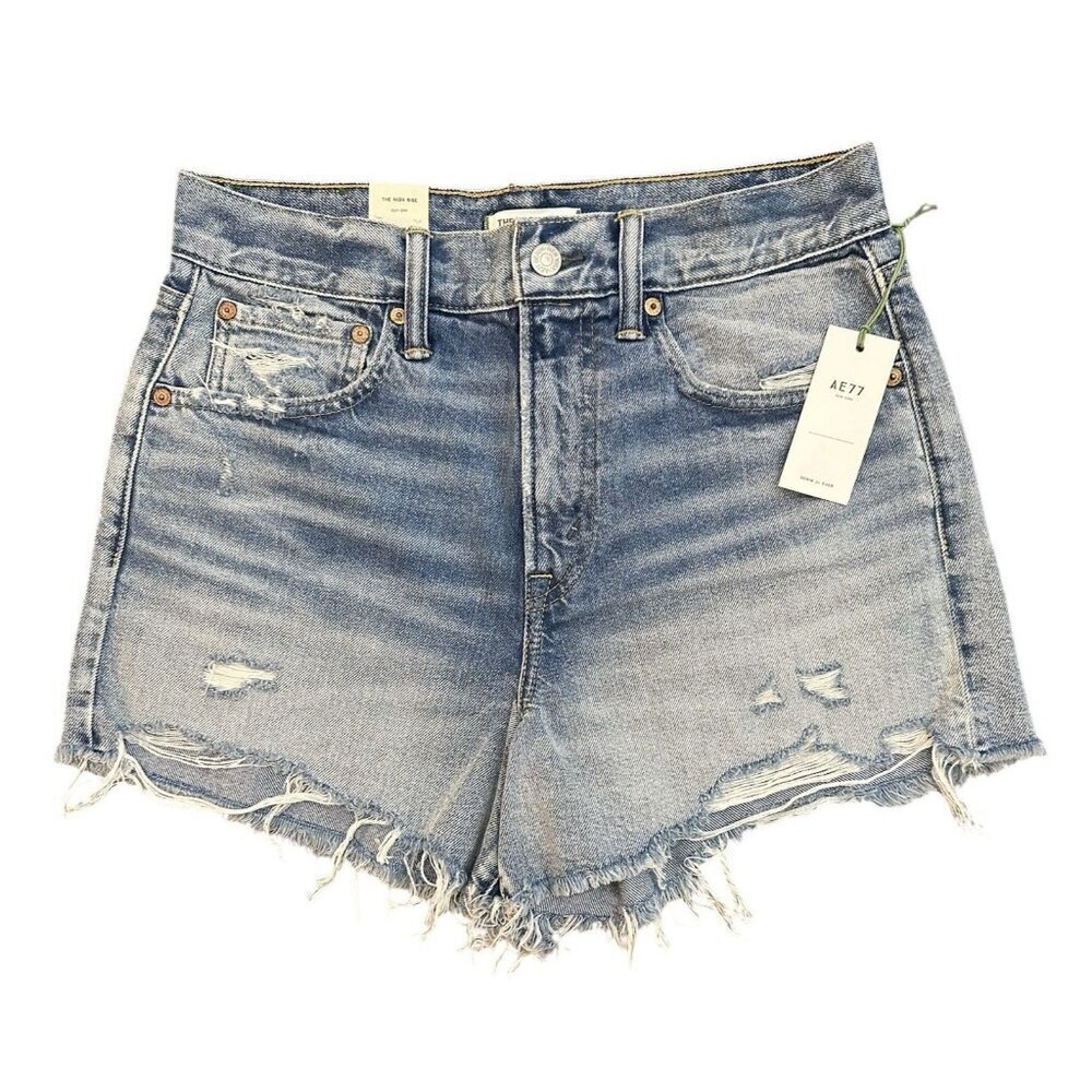 AE77 The High Rise Cut Off Jean Shorts Size 29 NWT $148 Premium Denim